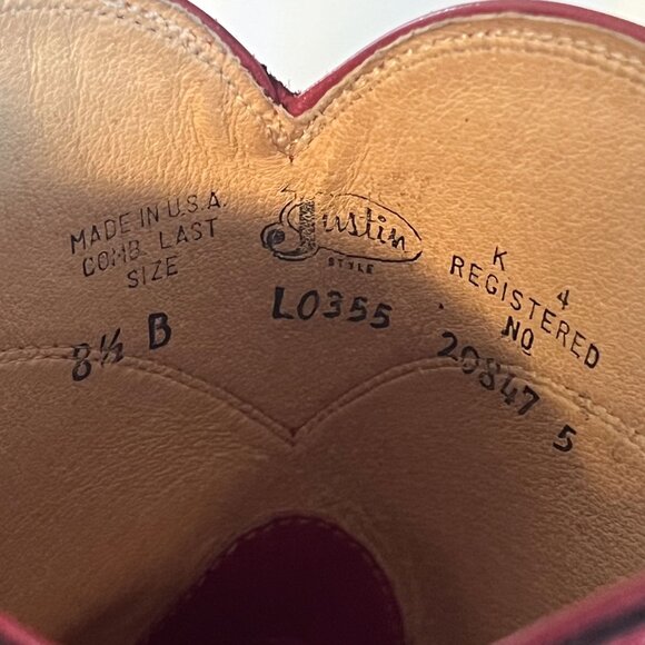 Justin Women's Vintage Red Kipskin Leather Roper Cowboy Boots (Sz: 8.5 B) - Picture 10 of 11